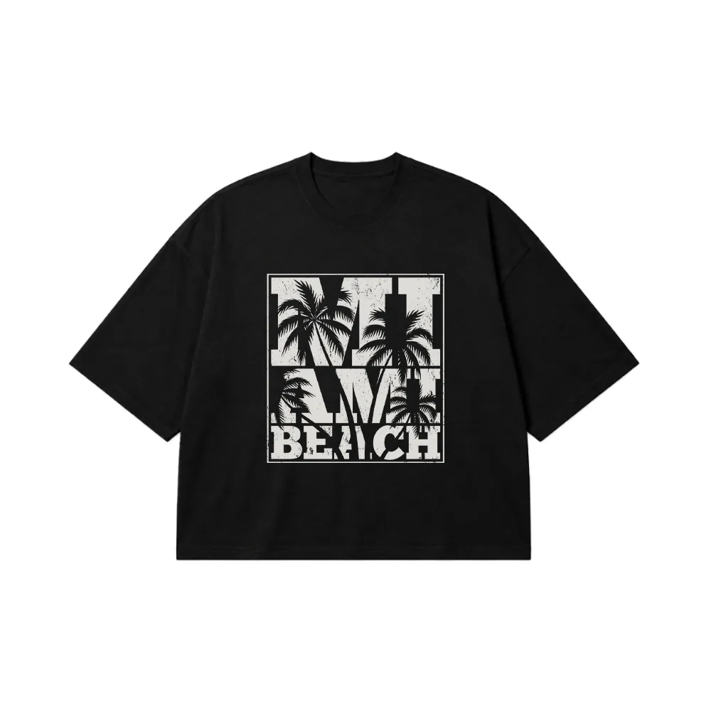 تیشرت باکسی تابستانی طرح Miami Beach کد 5892