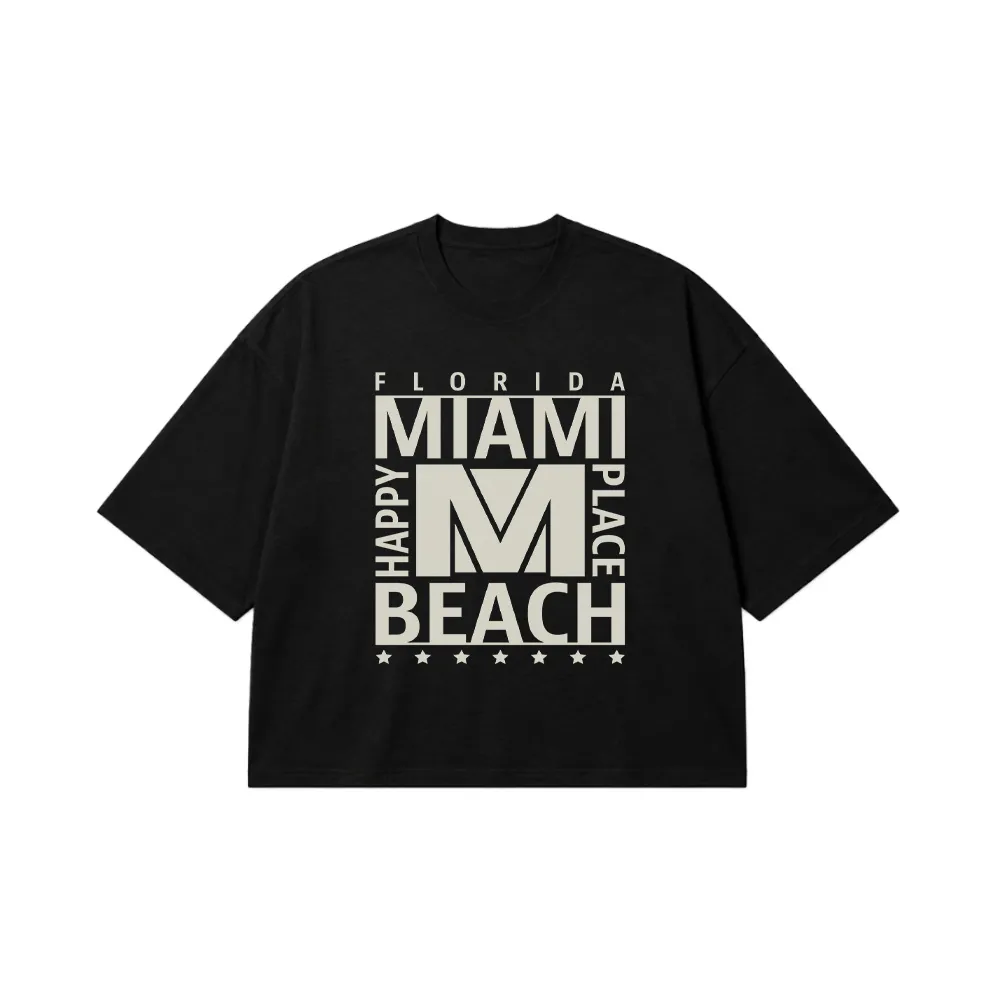 تیشرت باکسی تابستانی طرح Miami Beach Florida کد 5899