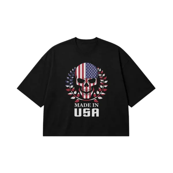 تیشرت باکسی جمجمه طرح Made in USA کد 5951