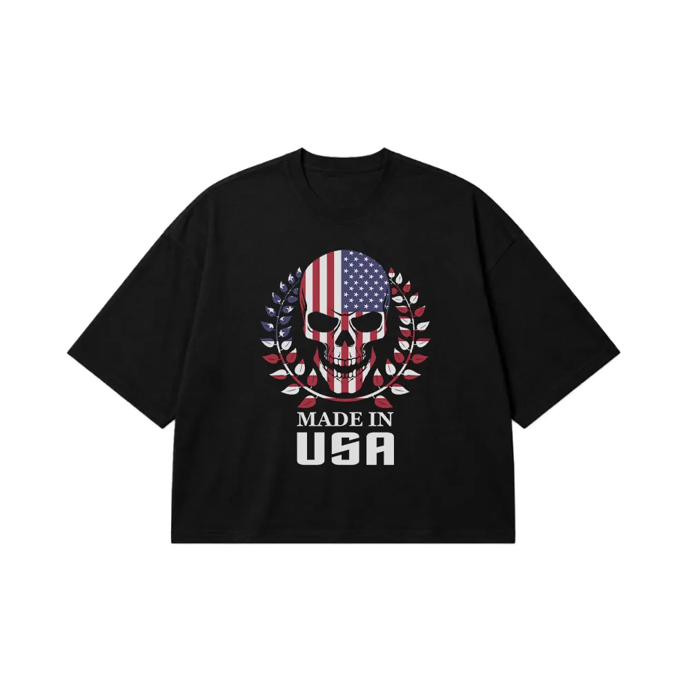 تیشرت باکسی جمجمه طرح Made in USA کد 5951