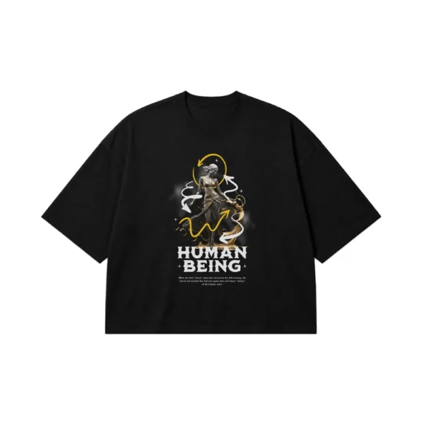 تیشرت باکسی طرح انسان (Human Being) کد 598