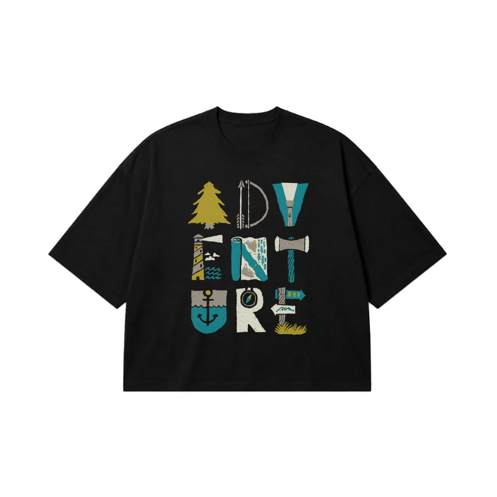 تیشرت باکسی ماجراجویی طرح تایپوگرافی Adventure کد 6000