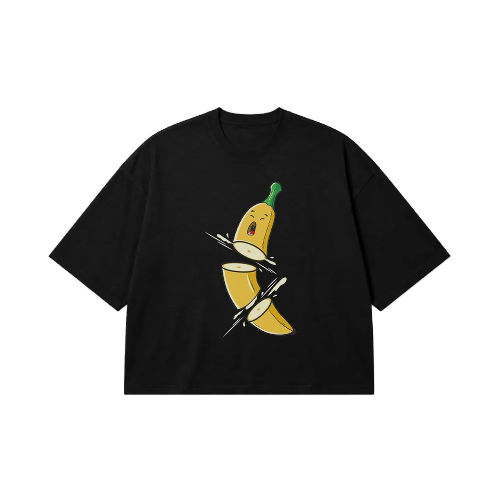 تیشرت باکسی موز طرح Banana Split کارتونی کد 6010