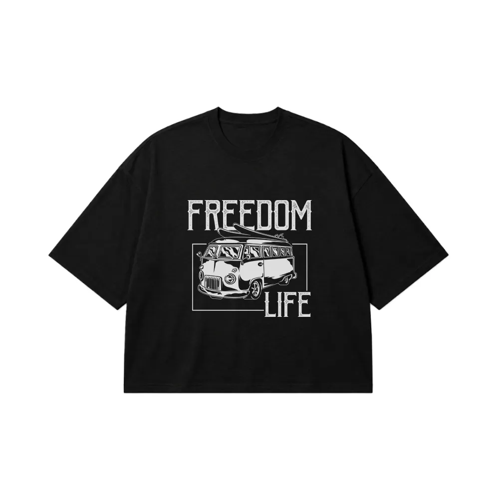 تیشرت باکسی ون لایف طرح Freedom Life کد 6118