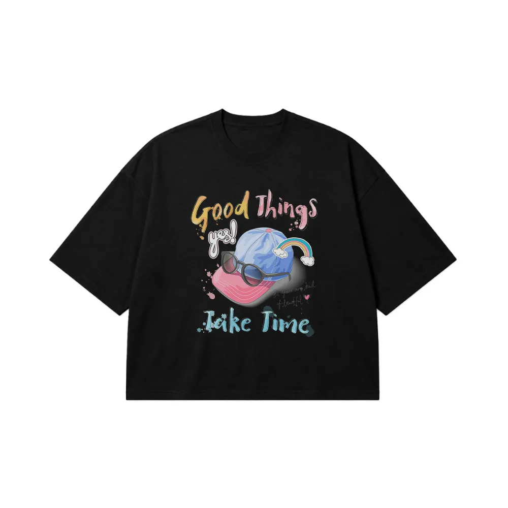 تیشرت باکسی انگیزشی طرح Good Things Take Time کد 6353