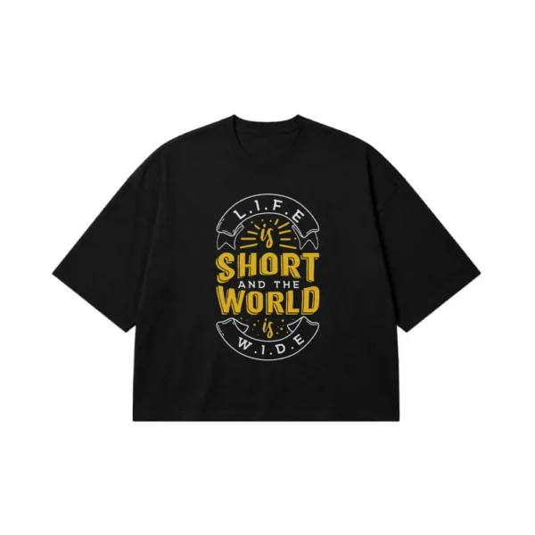 تیشرت باکسی سفر طرح Life Is Short And The World Is Wide کد 6413