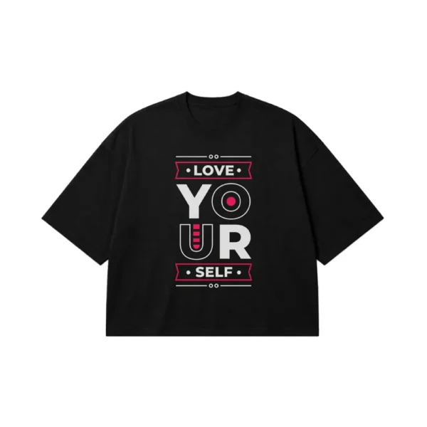 تیشرت باکسی خوددوستی طرح Love Yourself کد 6414