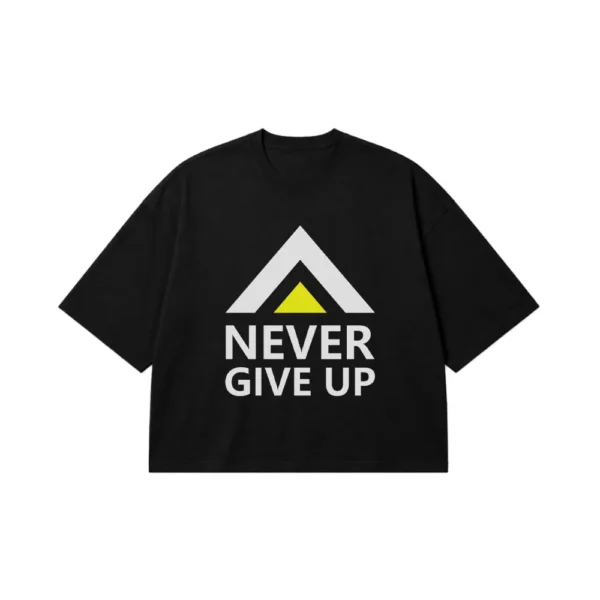 تیشرت باکسی انگیزشی طرح Never Give Up کد 6416