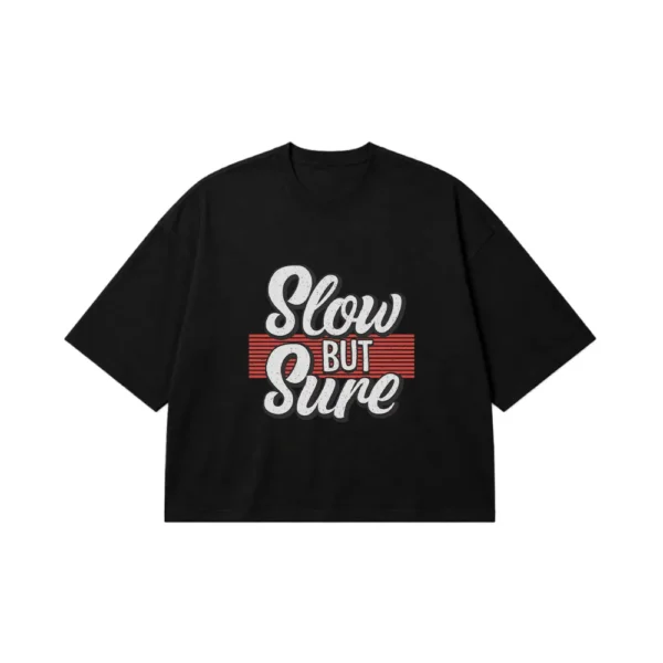 تیشرت باکسی نوشته Slow But Sure کد 6420