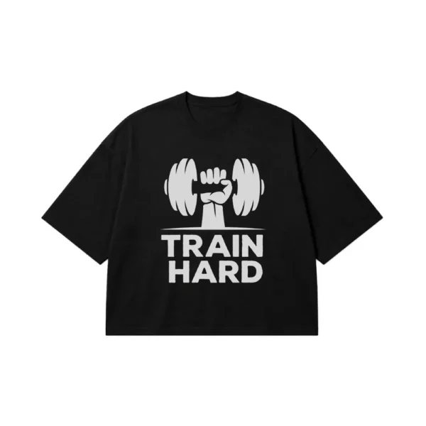 تیشرت باکسی بدنسازی طرح Train Hard کد 6430
