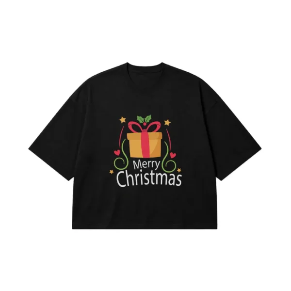 تیشرت باکسی جعبه هدیه نوشته Merry Christmas کد 6467
