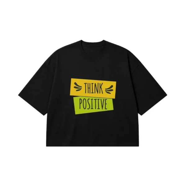 تیشرت باکسی نوشته Think Positive کد 6502