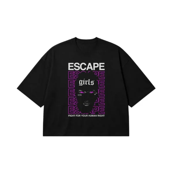 تیشرت باکسی ماسک دارک طرح Escape Girls کد 653