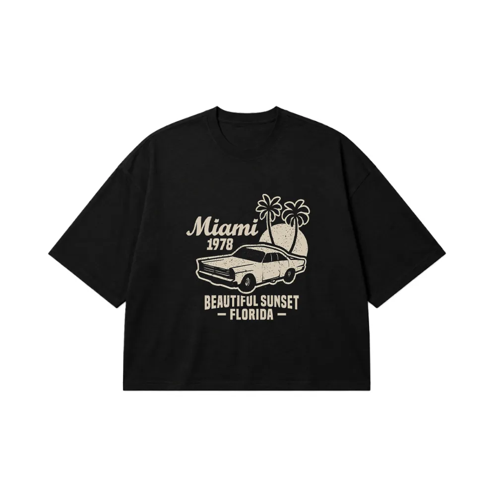 تیشرت باکسی ماشین رترو طرح Miami 1978 کد 6603