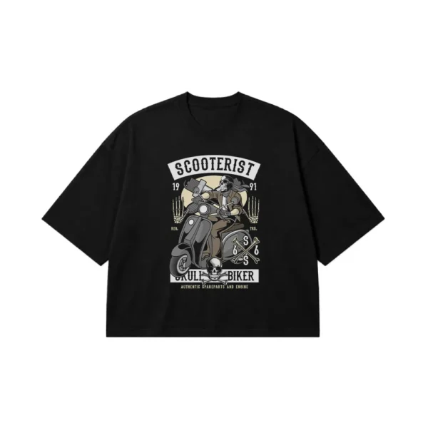تیشرت باکسی موتورسواری طرح Scooterist Biker کد 6608