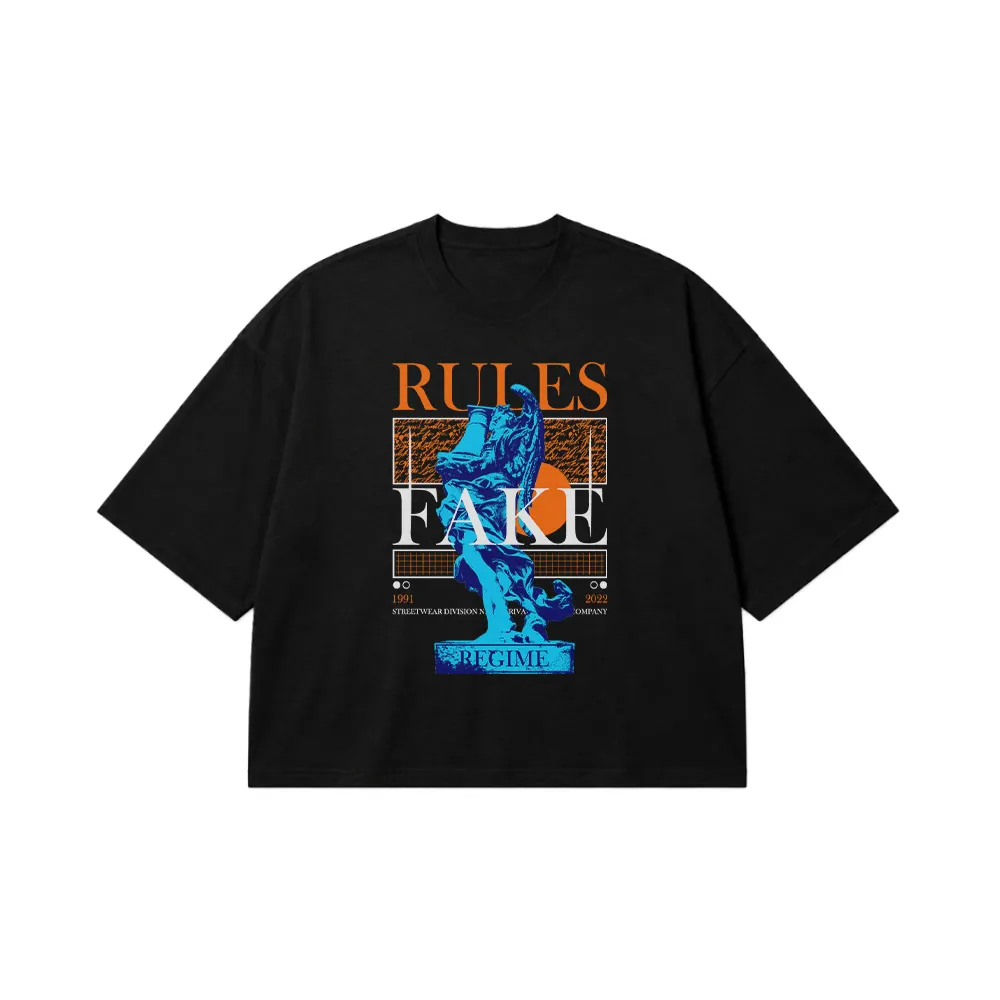 تیشرت باکسی استریت‌ویر طرح Rules Fake کد 670