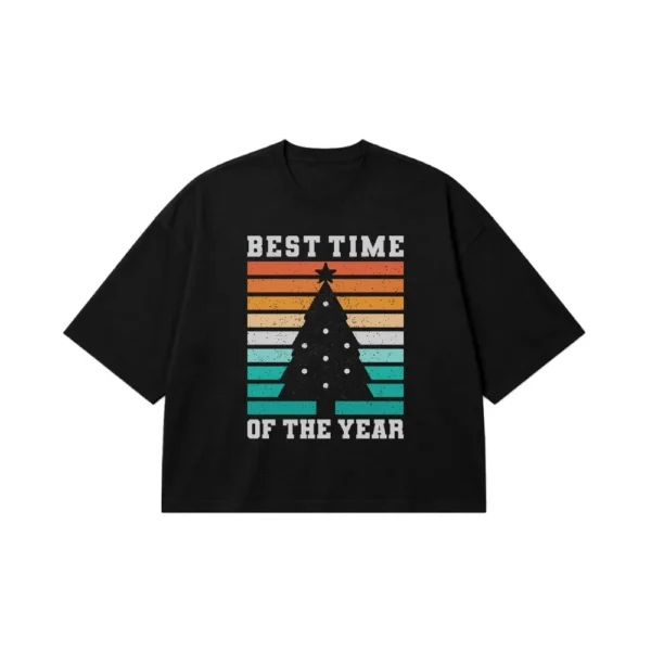 تیشرت باکسی کریسمس طرح Best Time Of The Year کد 6702