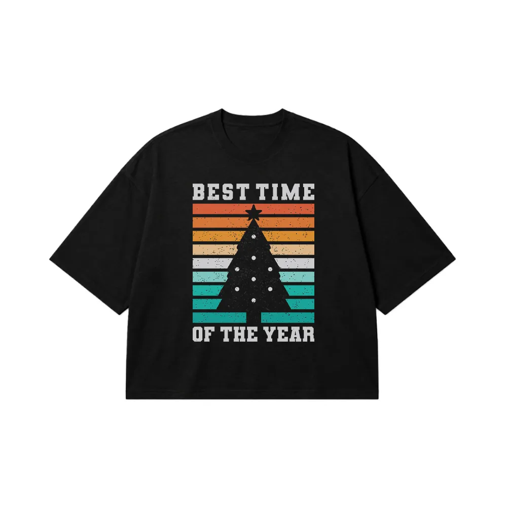 تیشرت باکسی کریسمس طرح Best Time Of The Year کد 6702