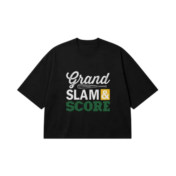 تیشرت باکسی بیسبال نوشته Grand Slam and Score کد 6778