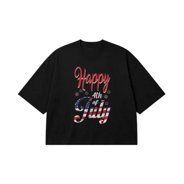 تیشرت باکسی چهارم جولای طرح Happy 4th Of July کد 6798