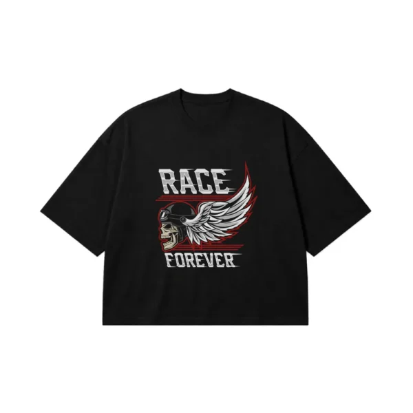 تیشرت باکسی موتورسواری طرح Race Forever کد 6832