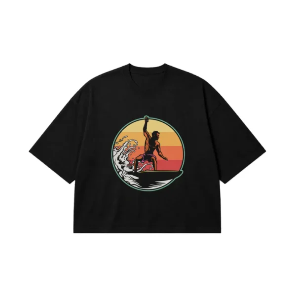 تیشرت باکسی طرح موج سواری وینتیج (Vintage Surfing) کد 6869