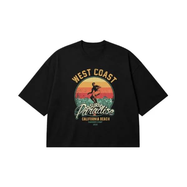 تیشرت باکسی طرح کالیفرنیا بیچ موج سواری (California Beach Surf) کد 6871