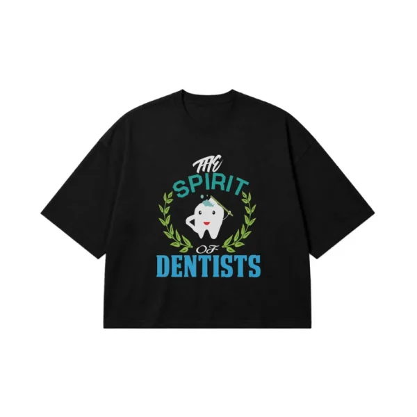 تیشرت باکسی دندان کارتونی نوشته The Spirit of Dentists کد 6897