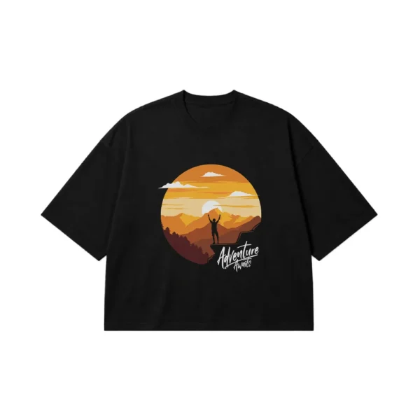 تیشرت باکسی طبیعت کوهستان نوشته Adventure Is There کد 6939