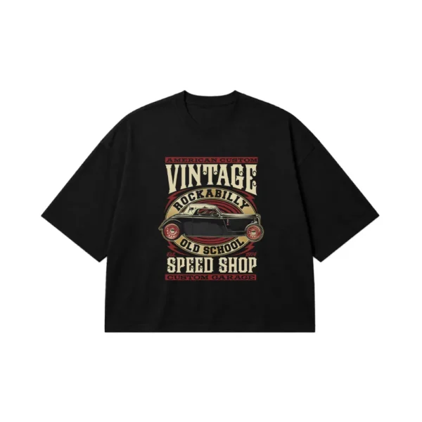 تیشرت باکسی طرح ماشین کلاسیک هات رود Speed Shop کد 6973