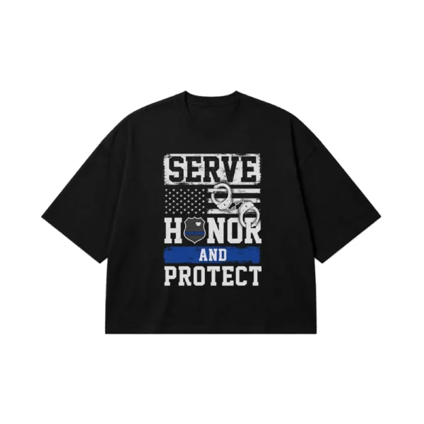 تیشرت باکسی پلیس طرح Serve Honor And Protect کد 6983