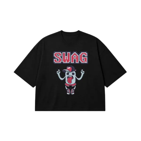 تیشرت باکسی موجود کارتونی تک‌چشم و نوشته Swag کد 703