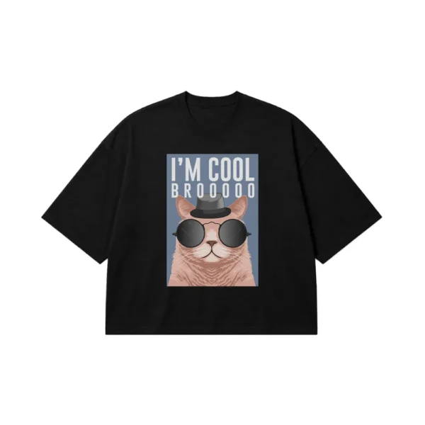 تیشرت باکسی گربه طرح I’m Cool Bro کد 7034