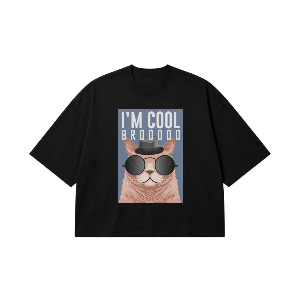 تیشرت باکسی گربه طرح I’m Cool Bro کد 7034