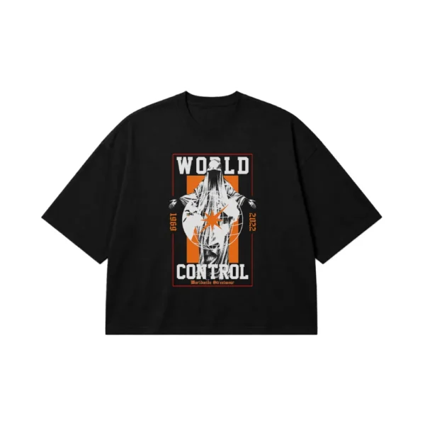 تیشرت باکسی دارک طرح کنترل جهان (World Control) کد 713