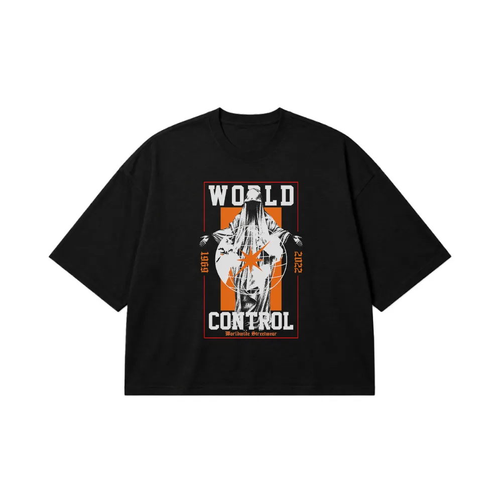 تیشرت باکسی دارک طرح کنترل جهان (World Control) کد 713