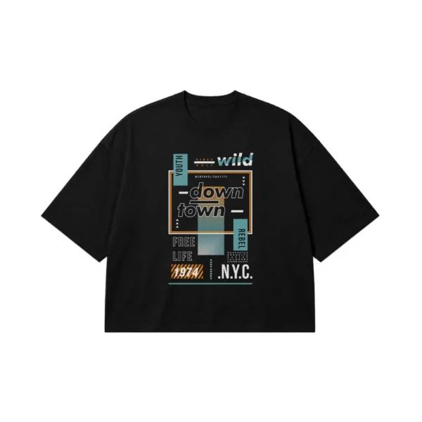 تیشرت باکسی طرح Down Town NYC Wild Youth کد 7146