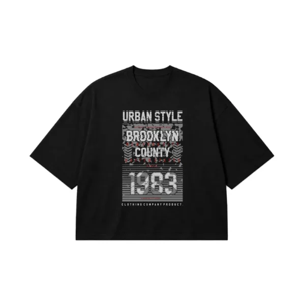 تیشرت باکسی Urban Style Brooklyn County 1983 کد 7197