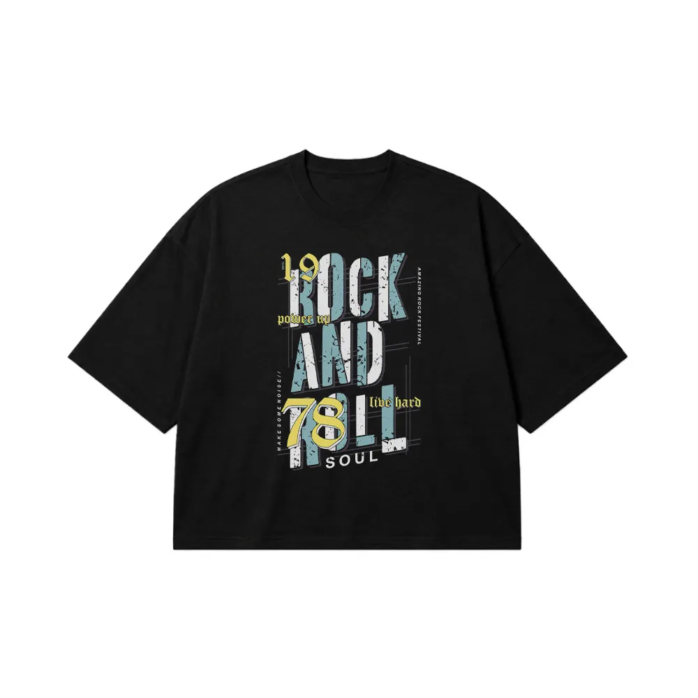 تیشرت باکسی Rock and Roll 78 کد 7202