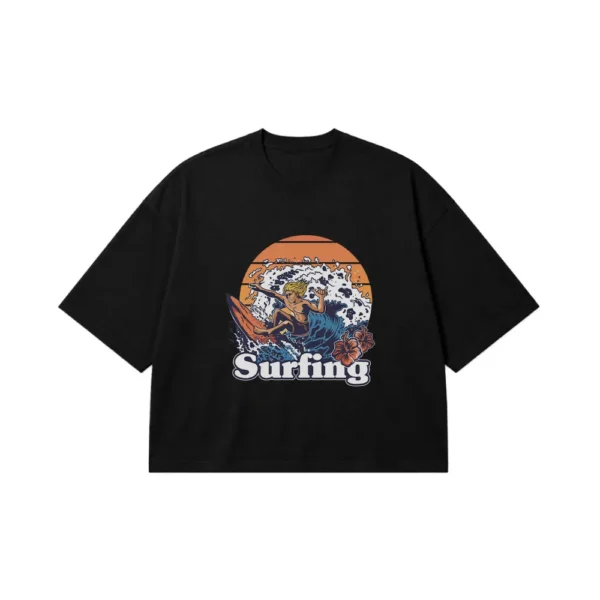 تیشرت باکسی موج‌سواری طرح Surfing کد 7217