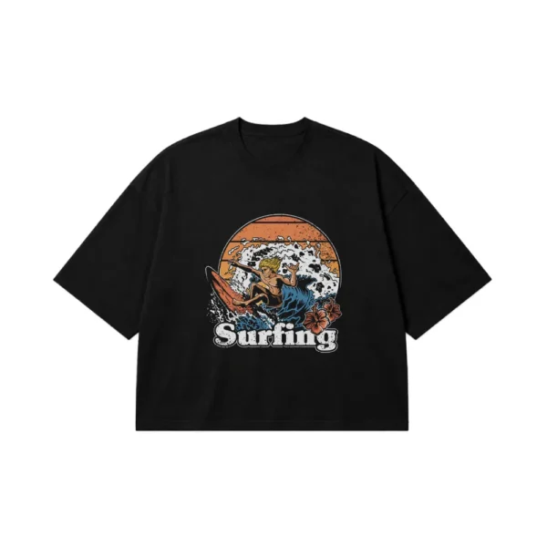 تیشرت باکسی موج سواری طرح تابستانی رترو (Surfing) کد 7231
