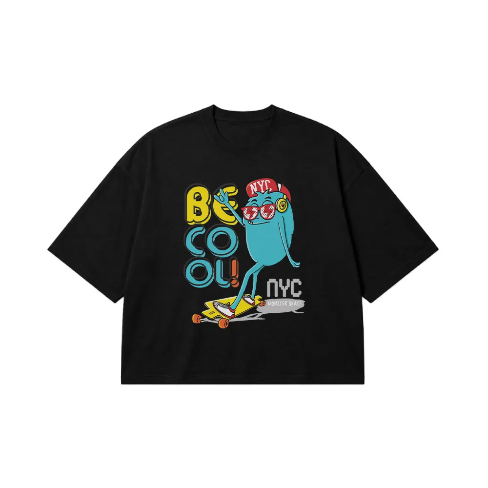 تیشرت باکسی کارتونی طرح Be Cool NYC کد 7265