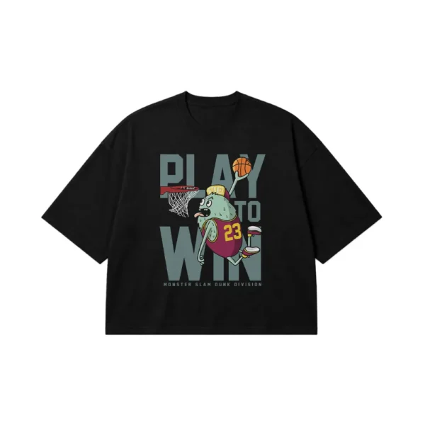 تیشرت باکسی کارتونی بسکتبال طرح Play To Win کد 7269