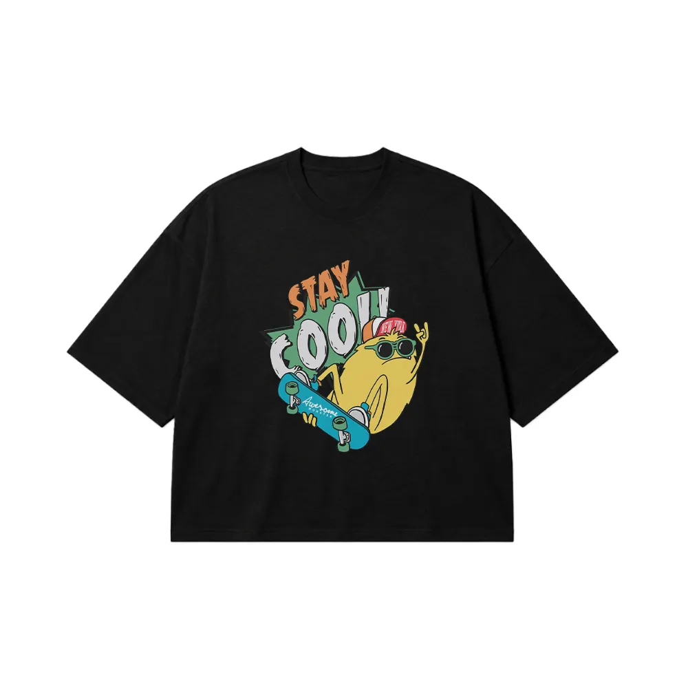 تیشرت باکسی کارتونی طرح Stay Cool (موز) کد 7280