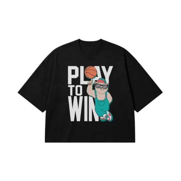 تیشرت باکسی بسکتبال طرح Play To Win کارتونی کد 7283