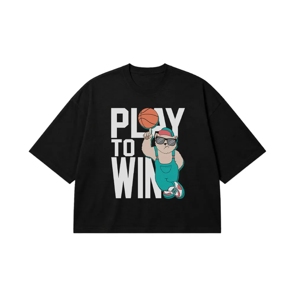 تیشرت باکسی بسکتبال طرح Play To Win کارتونی کد 7283
