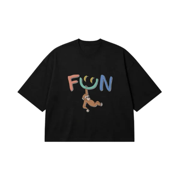 تیشرت باکسی میمون بامزه طرح Fun کد 7299