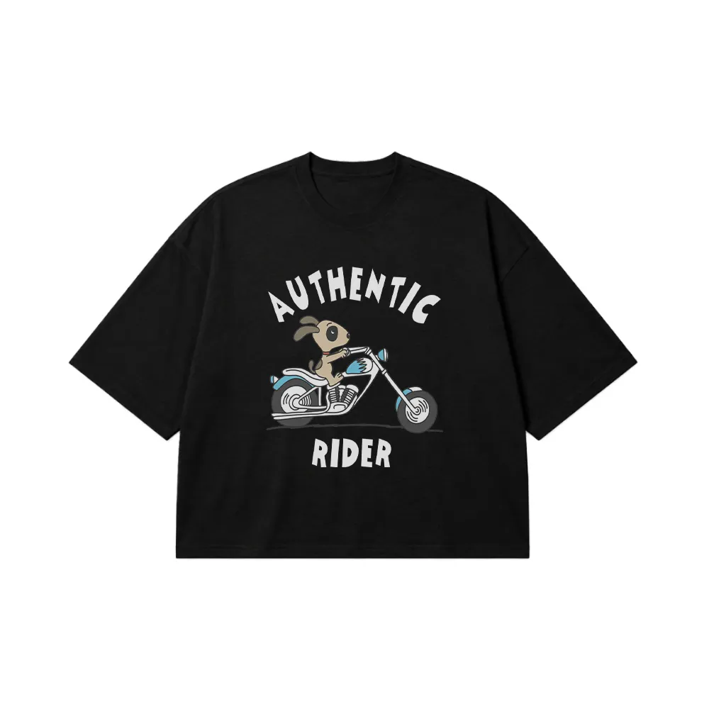 تیشرت باکسی سگ موتورسواری طرح Authentic Rider کد 7302