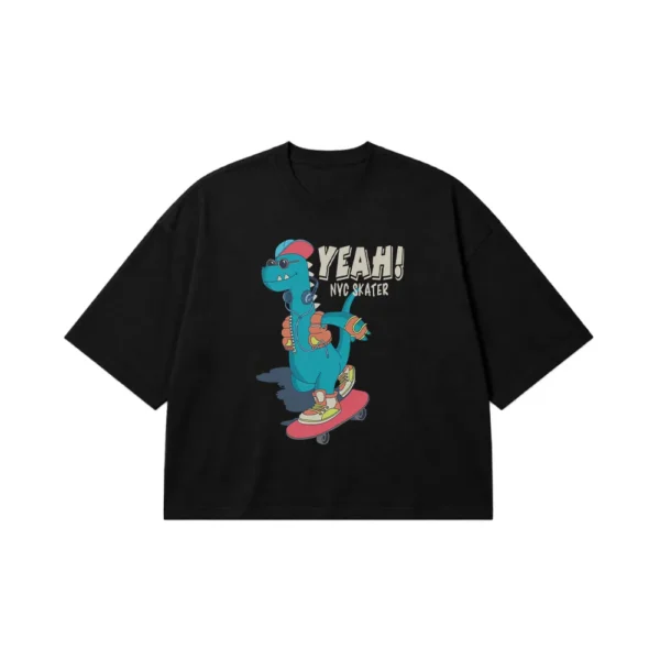 تیشرت باکسی دایناسور اسکیت‌سوار طرح NYC Skater کد 7312