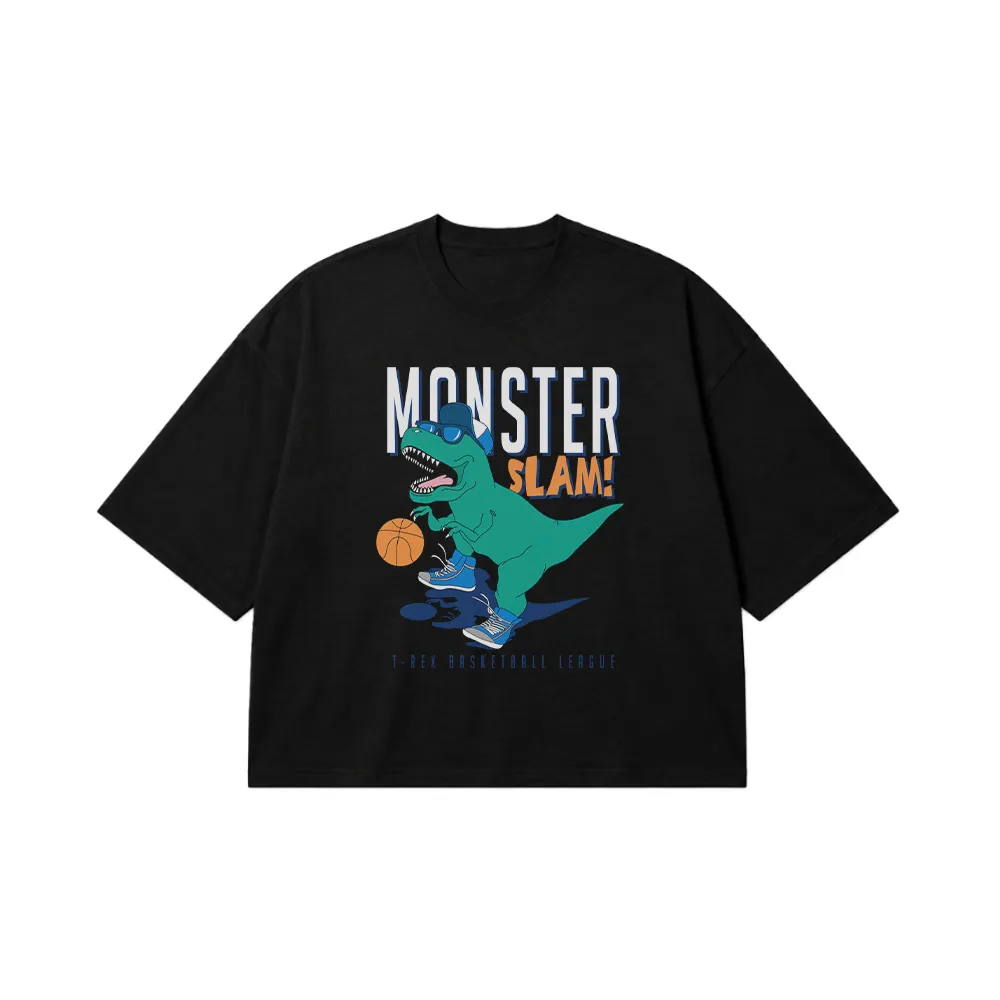 تیشرت باکسی بسکتبال طرح دایناسور Monster Slam کد 7315